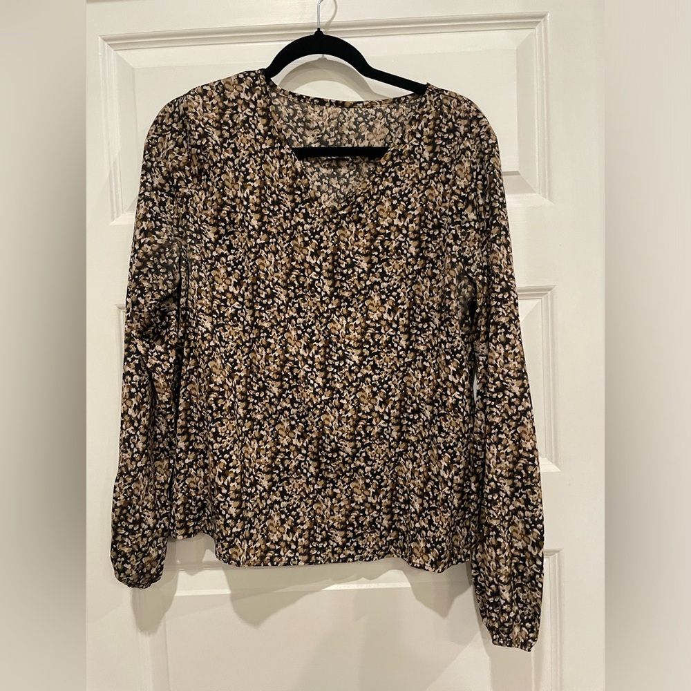 SHEIN- Brown w/ black Blouse- Size Large